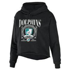 WEAR by Erin Andrews Women's Cropped Sponge Fleece Pullover Hoodie - Miami Dolphins