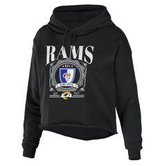 WEAR by Erin Andrews Women's Cropped Sponge Fleece Pullover Hoodie - Los Angeles Rams