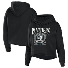 WEAR by Erin Andrews Women's Cropped Sponge Fleece Pullover Hoodie - Carolina Panthers