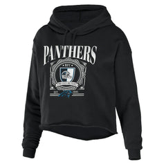 WEAR by Erin Andrews Women's Cropped Sponge Fleece Pullover Hoodie - Carolina Panthers