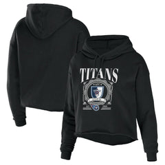 WEAR by Erin Andrews Women's Cropped Sponge Fleece Pullover Hoodie - Tennessee Titans