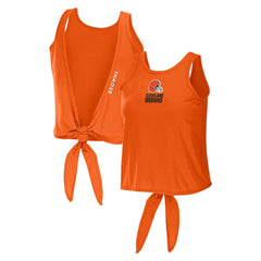 WEAR by Erin Andrews Women's Open Back Twist Tie Tank Top - Cleveland Browns