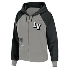 WEAR by Erin Andrews Women's Colorblock Lightweight Full-Zip Hoodie - Las Vegas Raiders
