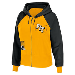 WEAR by Erin Andrews Women's Colorblock Lightweight Full-Zip Hoodie - Pittsburgh Steelers