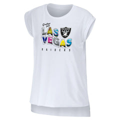 WEAR by Erin Andrews Women's Greetings From Muscle T-Shirt - Las Vegas Raiders