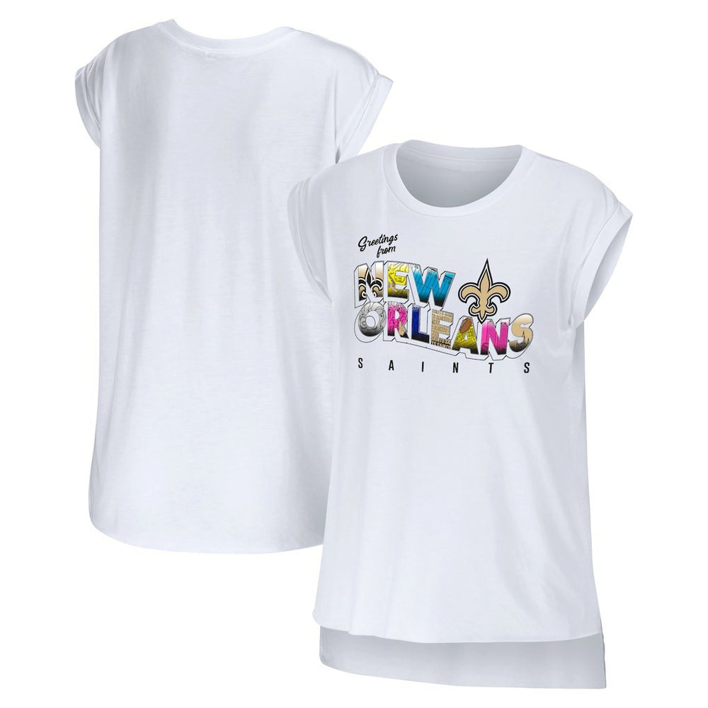 WEAR by Erin Andrews Women's Greetings From Muscle T-Shirt - New Orleans Saints