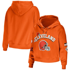 WEAR by Erin Andrews Women's Modest Cropped Pullover Hoodie - Cleveland Browns