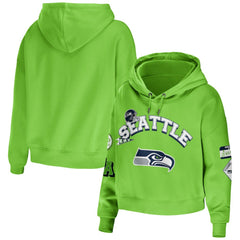 WEAR by Erin Andrews Women's Plus Size Modest Cropped Pullover Hoodie - Seattle Seahawks