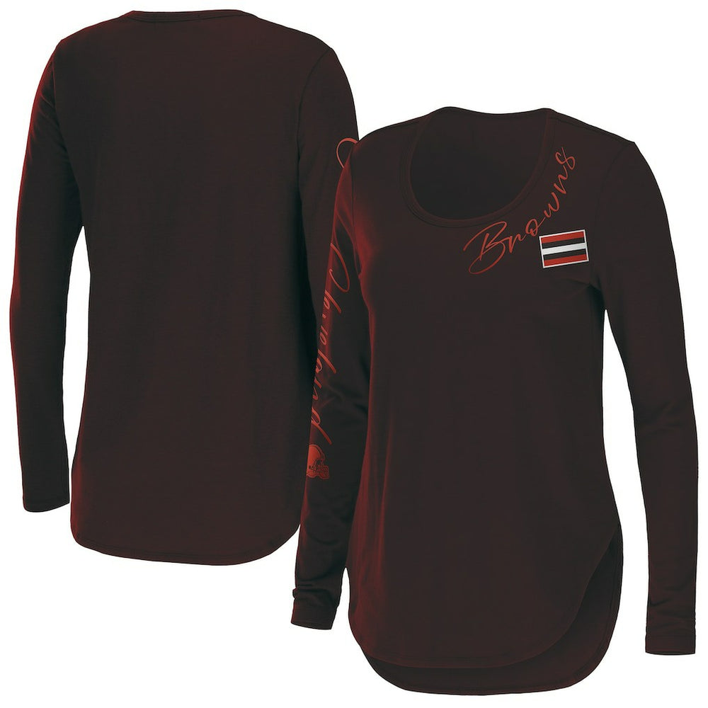 WEAR by Erin Andrews Women's Team Scoop Neck T-Shirt - Cleveland Browns