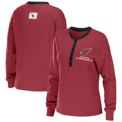 WEAR by Erin Andrews Women's Waffle Henley Long Sleeve T-Shirt - Arizona Cardinals
