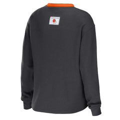 WEAR by Erin Andrews Women's Waffle Henley Long Sleeve T-Shirt - Cleveland Browns