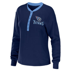 WEAR by Erin Andrews Women's Waffle Henley Long Sleeve T-Shirt - Tennessee Titans