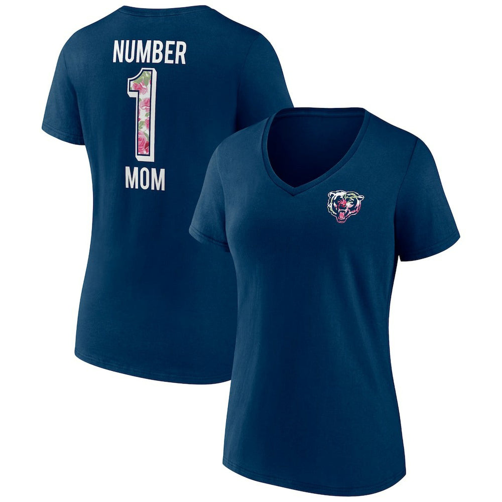 Women's Plus Size Mother's Day #1 Mom V-Neck T-Shirt - Chicago Bears