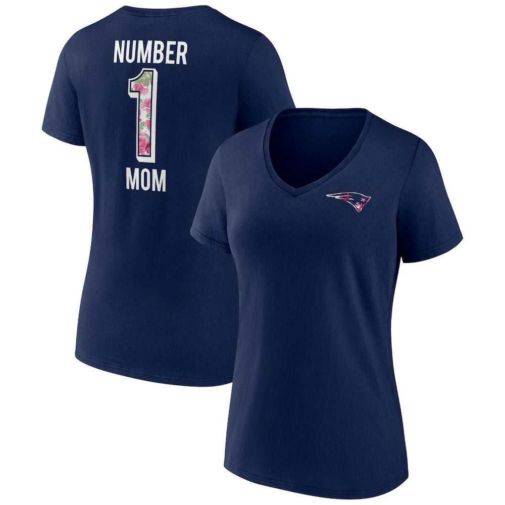 Women's Plus Size Mother's Day #1 Mom V-Neck T-Shirt - New England Patriots