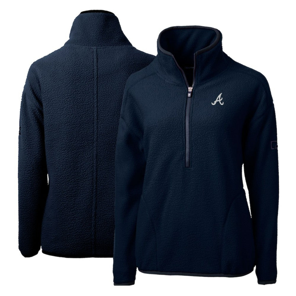 MLB Atlanta Braves Cutter & Buck Women's Cascade Eco Sherpa Fleece Quarter-Zip Pullover Jacket