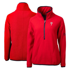 MLB Philadelphia Phillies Cutter & Buck Women's Cascade Eco Sherpa Fleece Quarter-Zip Pullover Jacket