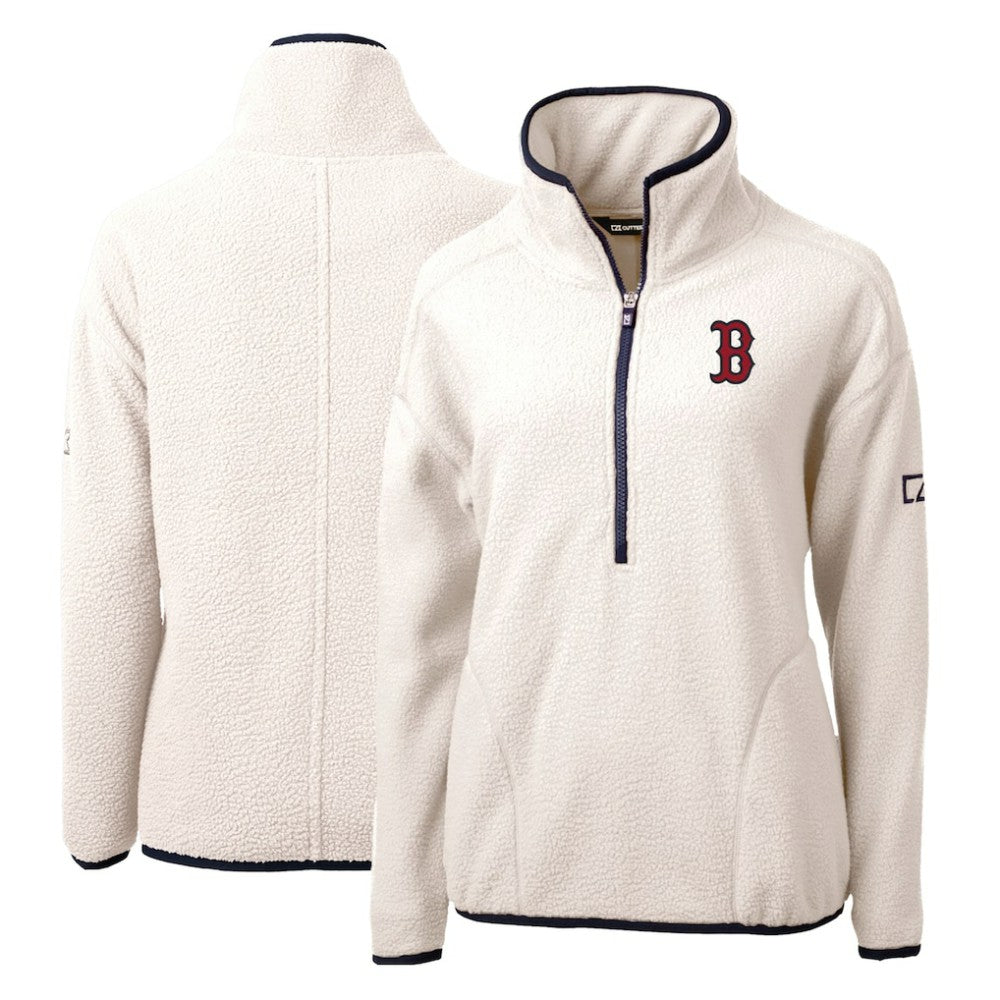MLB Boston Red Sox Cutter & Buck Women's Cascade Eco Sherpa Fleece Quarter-Zip Pullover Jacket