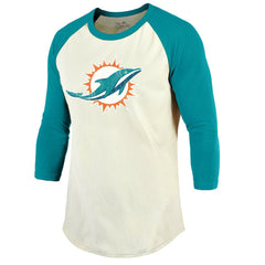 Tyreek Hill Majestic Threads Vintage Player Name & Number Raglan 3/4-Sleeve T-Shirt - Miami Dolphins