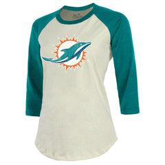 Tyreek Hill Majestic Threads Vintage Player Name & Number Raglan 3/4-Sleeve T-Shirt - Miami Dolphins