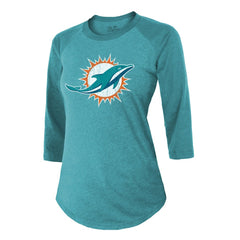 Tyreek Hill Majestic Threads Women's Name & Number Raglan 3/4 Sleeve T-Shirt - Miami Dolphins