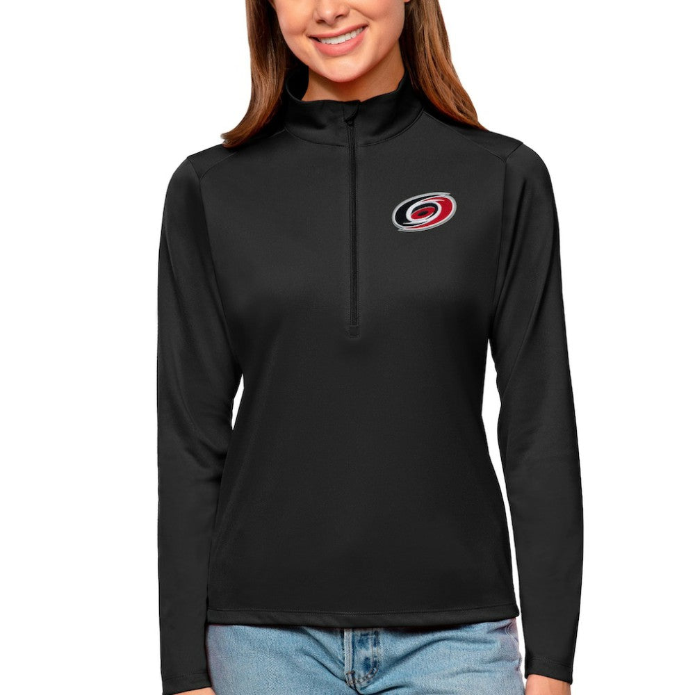NHL Black Carolina Hurricanes Antigua Women's Tribute Quarter-Zip Pullover Top