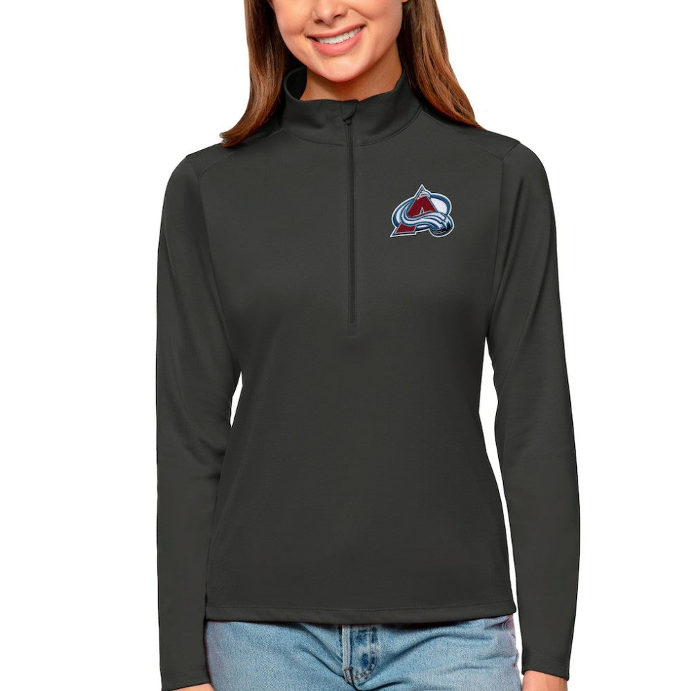 NHL Charcoal Colorado Avalanche Antigua Women's Tribute Quarter-Zip Pullover Top
