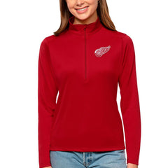 NHL Red Detroit Red Wings Antigua Women's Tribute Quarter-Zip Pullover Top