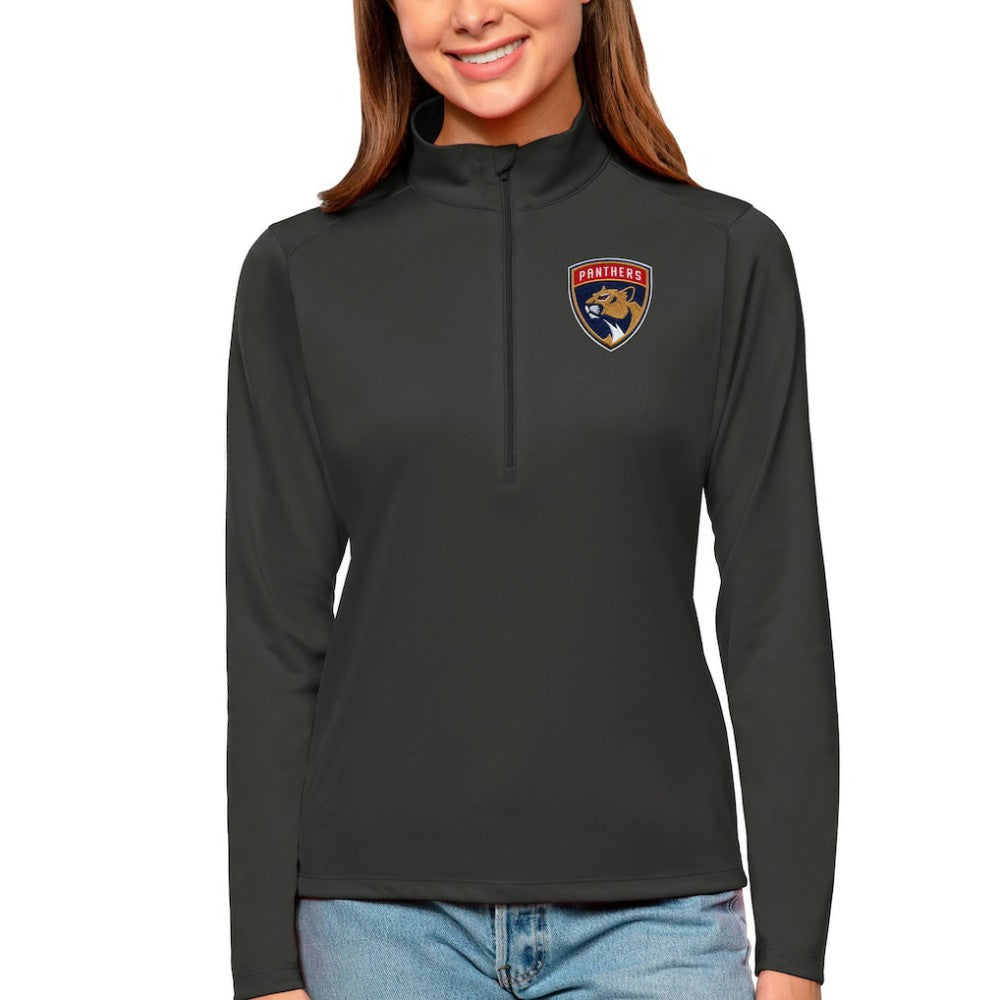 NHL Charcoal Florida Panthers Antigua Women's Tribute Quarter-Zip Pullover Top