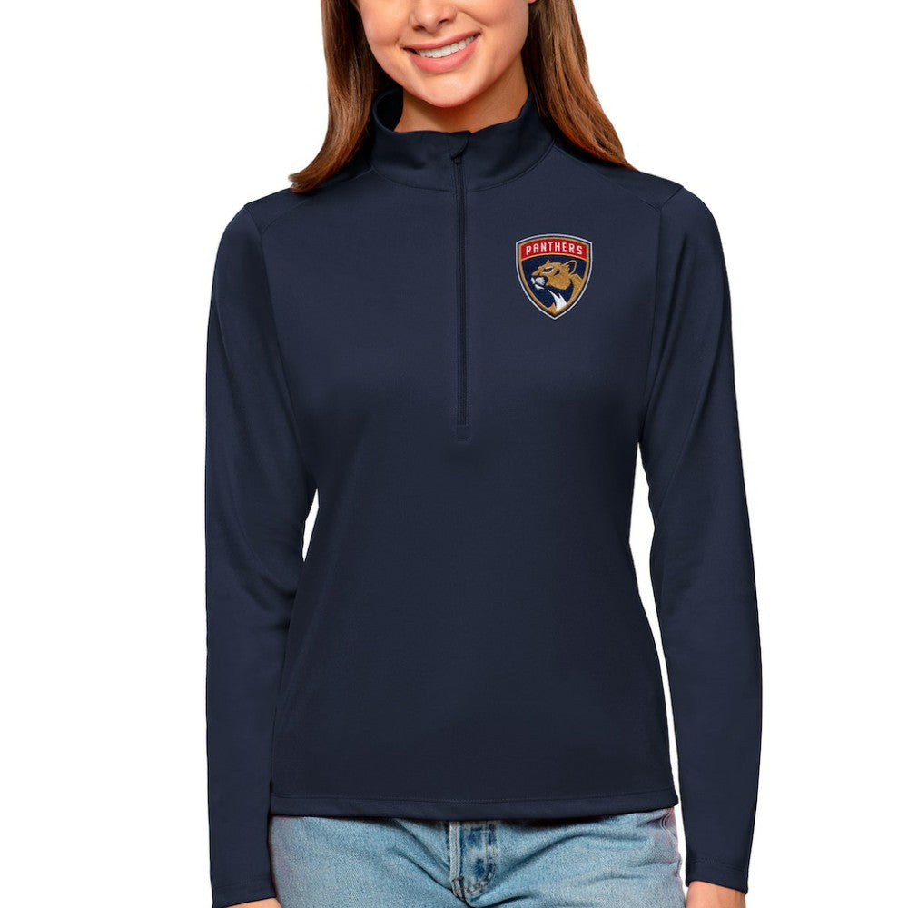NHL Navy Florida Panthers Antigua Women's Tribute Quarter-Zip Pullover Top
