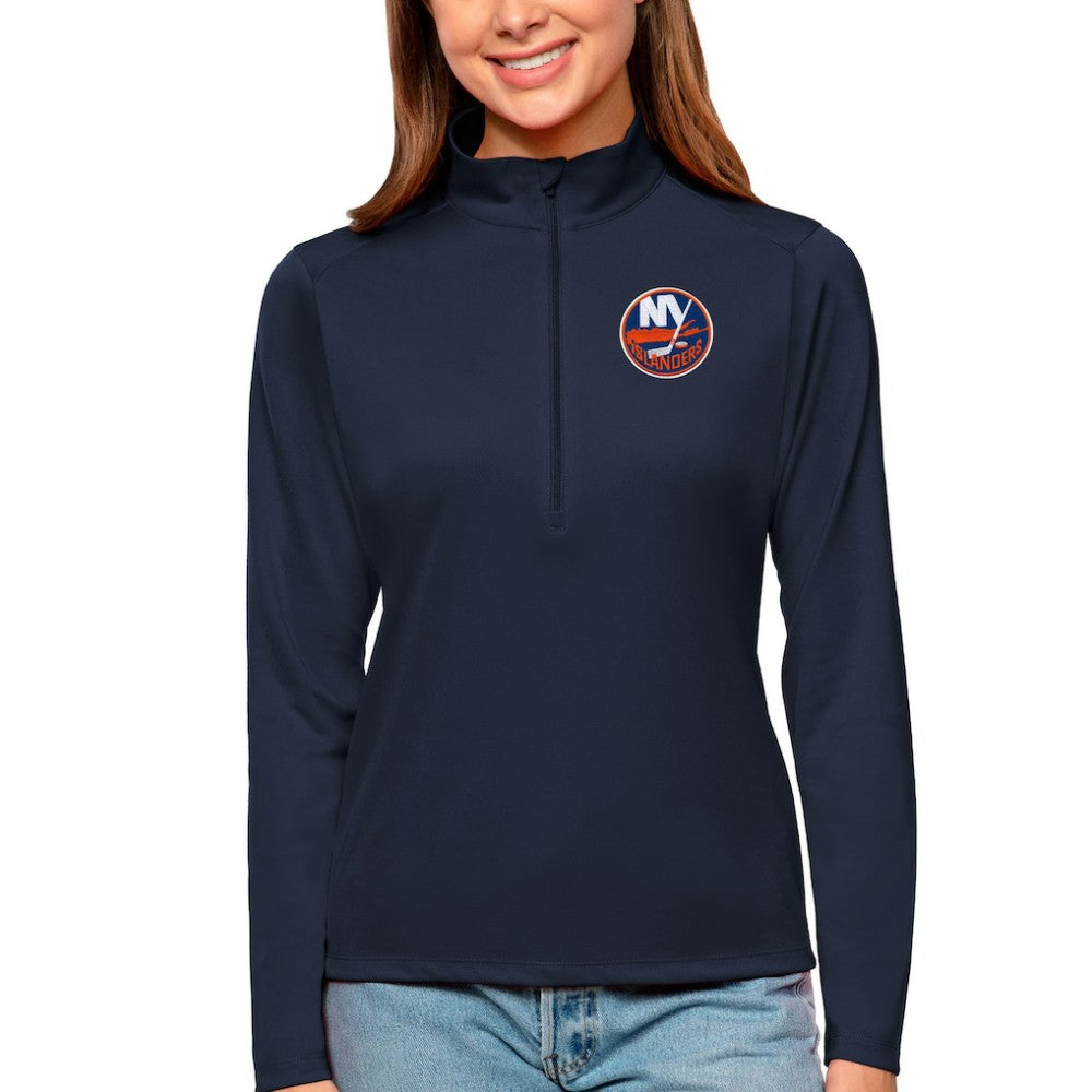 NHL Navy New York Islanders Antigua Women's Tribute Quarter-Zip Pullover Top