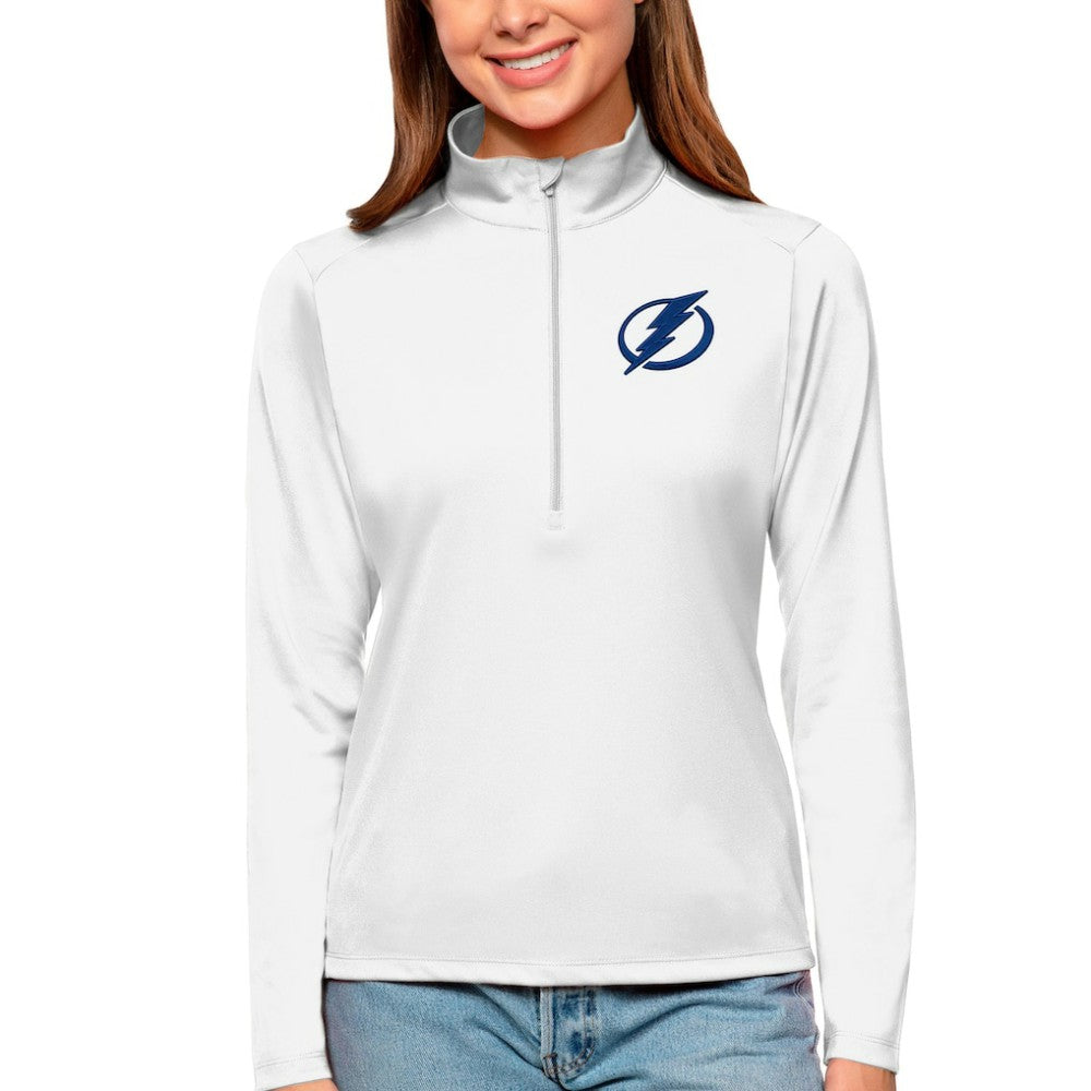 NHL White Tampa Bay Lightning Antigua Women's Tribute Quarter-Zip Pullover Top