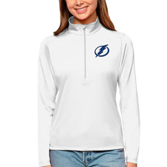 NHL White Tampa Bay Lightning Antigua Women's Tribute Quarter-Zip Pullover Top