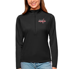 NHL Black Washington Capitals Antigua Women's Tribute Quarter-Zip Pullover Top