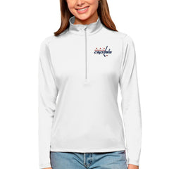 NHL White Washington Capitals Antigua Women's Tribute Quarter-Zip Pullover Top