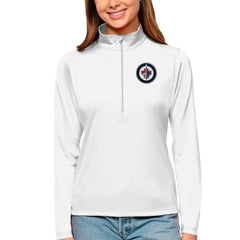 NHL White Winnipeg Jets Antigua Women's Tribute Quarter-Zip Pullover Top