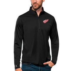 NHL Black Detroit Red Wings Antigua Tribute Quarter-Zip Pullover Top