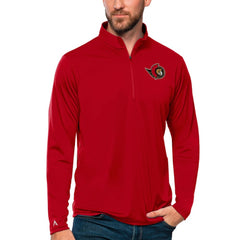 NHL Red Ottawa Senators Antigua Tribute Quarter-Zip Pullover Top