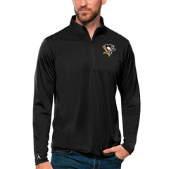 NHL Black Pittsburgh Penguins Antigua Tribute Quarter-Zip Pullover Top
