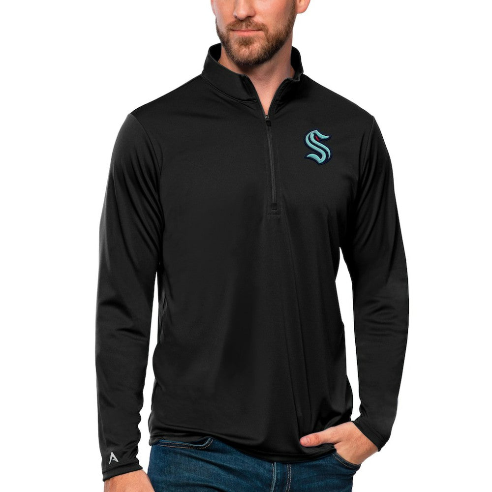 NHL Black Seattle Kraken Antigua Tribute Quarter-Zip Pullover Top