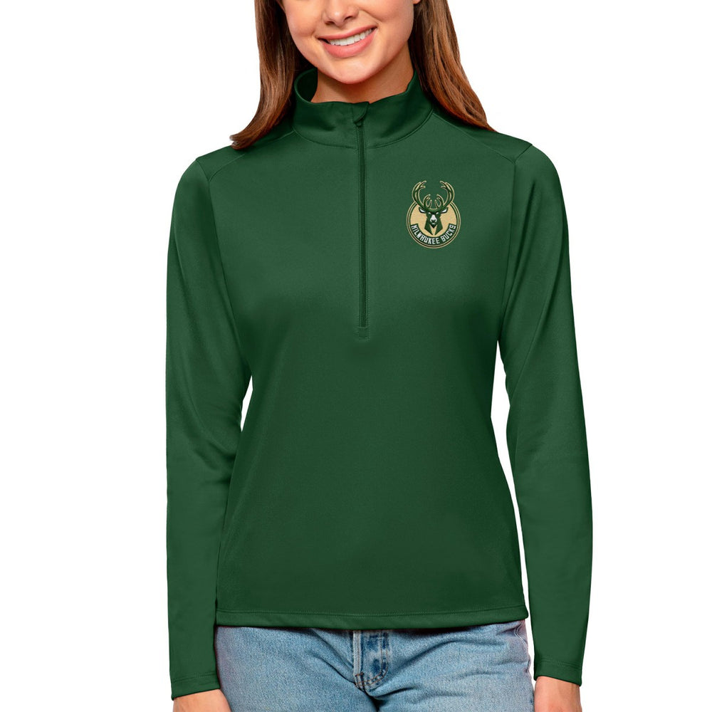 NBA Milwaukee Bucks Antigua Women's Tribute Half-Zip Top