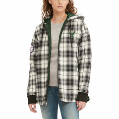 NBA Milwaukee Bucks Tommy Jeans Women's Molly Flannel Full-Zip Hoodie
