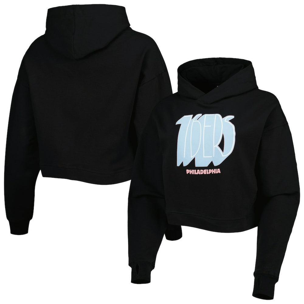 NBA Philadelphia 76ers Lusso Women's Layla World Tour Cropped Pullover Hoodie