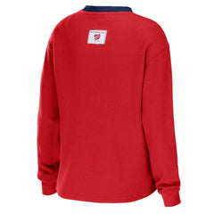 MLB Washington Nationals WEAR by Erin Andrews Women's Waffle Henley Long Sleeve T-Shirt