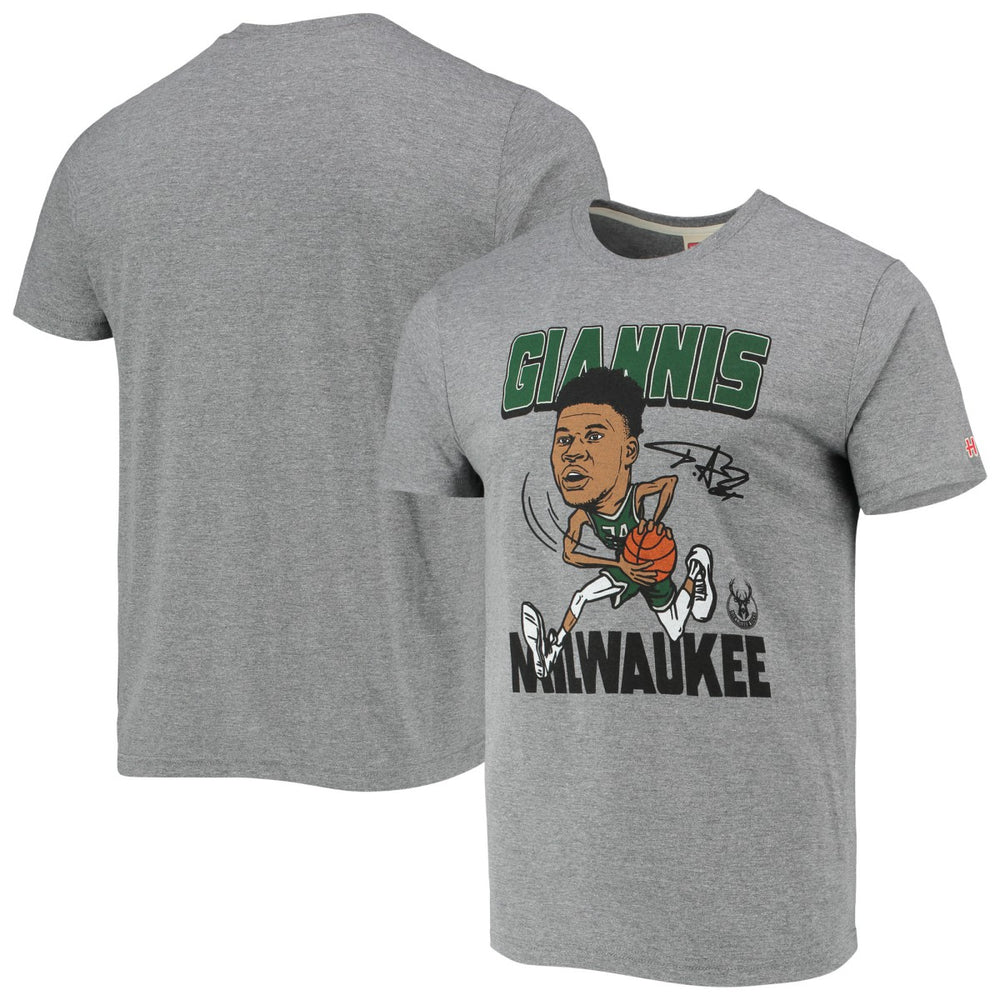 NBA Giannis Antetokounmpo Milwaukee Bucks Homage Caricature Tri-Blend T-Shirt