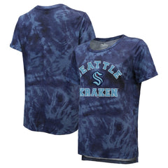 NHL Deep Sea Blue Seattle Kraken Majestic Threads Women's Boyfriend Tie-Dye T-Shirt