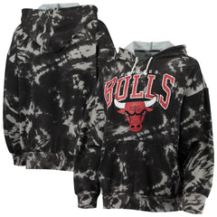 NBA Chicago Bulls Majestic Threads Women's Burble Tie-Dye Tri-Blend Pullover Hoodie