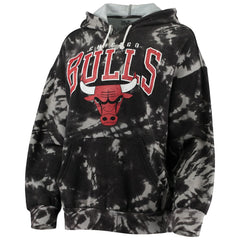 NBA Chicago Bulls Majestic Threads Women's Burble Tie-Dye Tri-Blend Pullover Hoodie