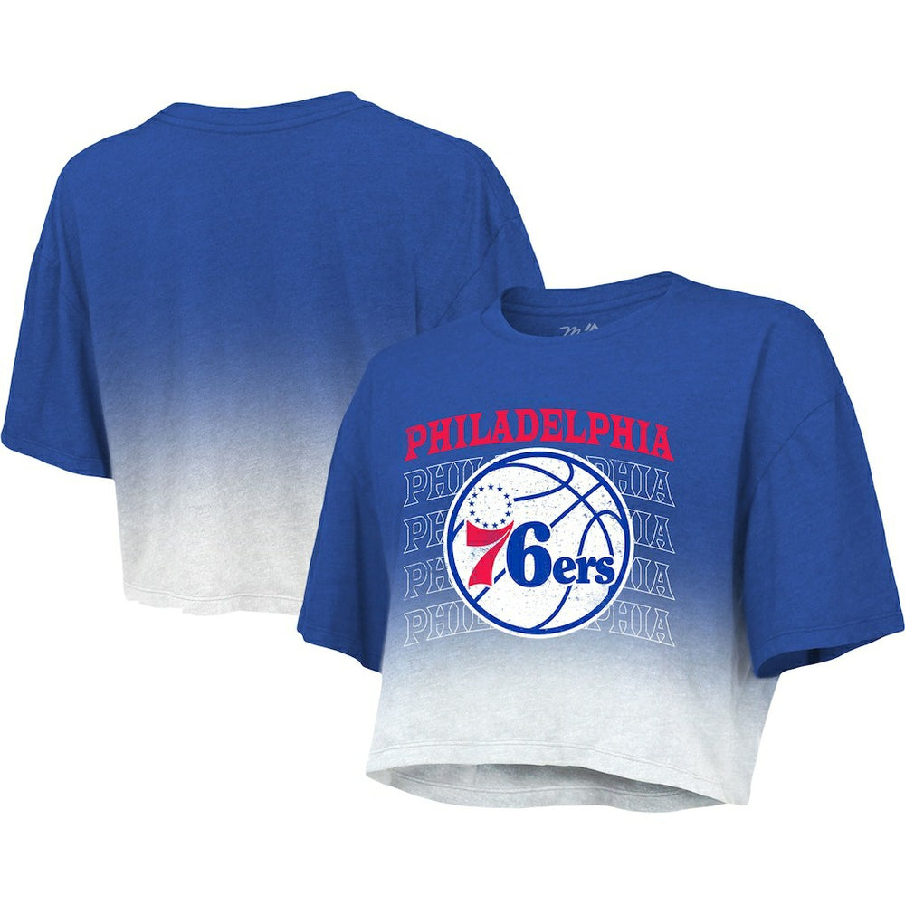 NBA Philadelphia 76ers Majestic Threads Women's Repeat Dip-Dye Cropped T-Shirt