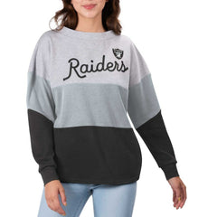 Touch Women's Outfield Deep V-Back Waist Length Pullover Sweatshirt - Las Vegas Raiders
