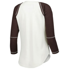 Touch Women's Rebel Raglan Tri-Blend 3/4-Sleeve Lace-Up V-Neck T-Shirt - Cleveland Browns